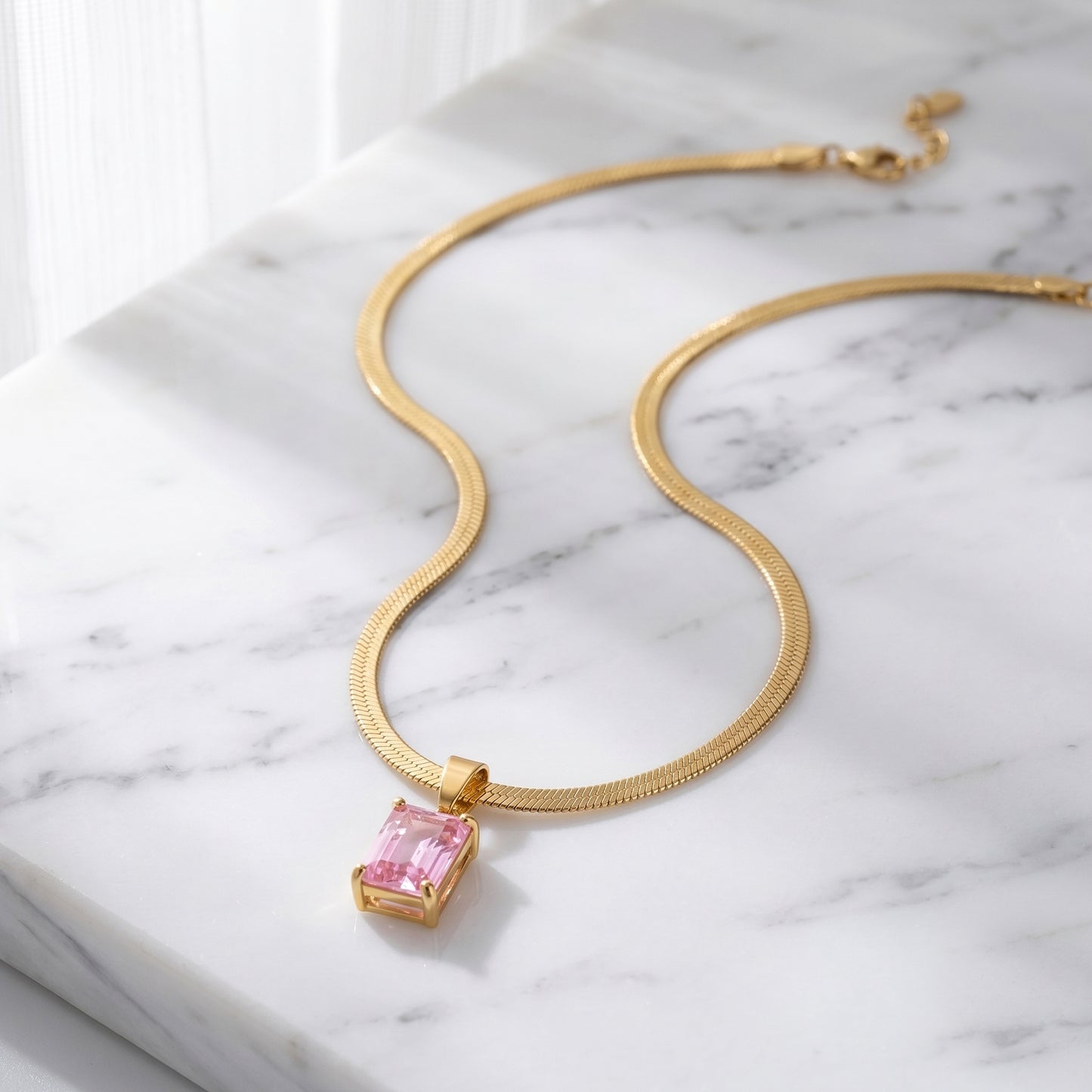 Anti-Tarnish Gold-plated Necklace Combo Set of 4 | Pink Stone, Opal, Emerald Charm & Open Heart Pendants