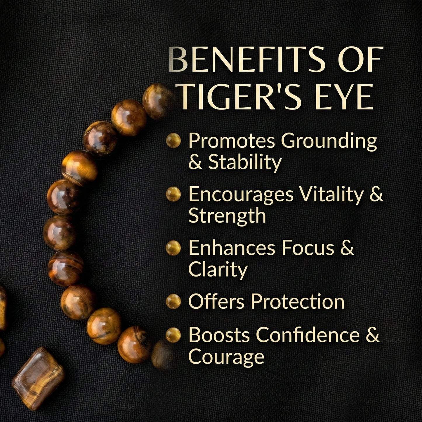 Natural Tiger's Eye Beaded Stretch Bracelet