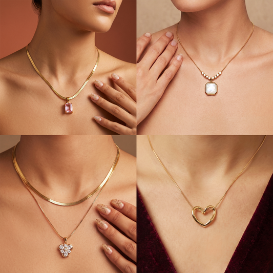 Anti-Tarnish Gold Necklace Combo Set of 4 | Fashion Jewellery