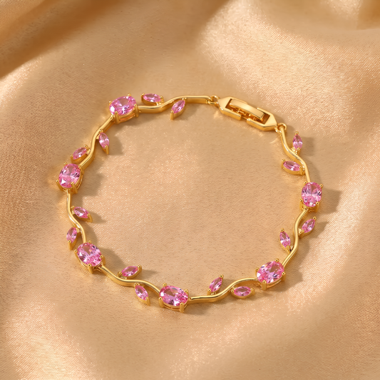 Tulip Bracelet Pink | 18K Gold Plated Floral Vine Bracelet