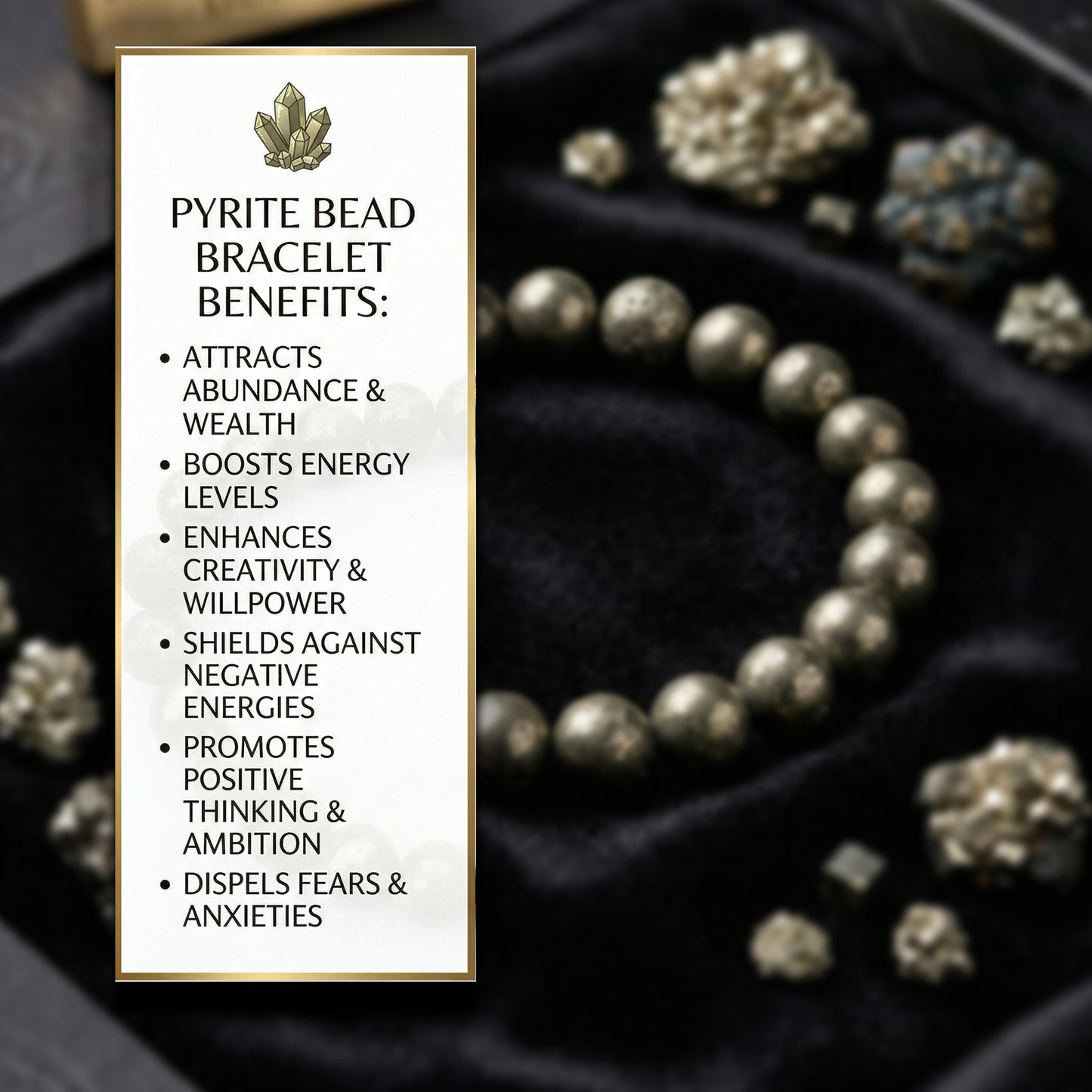 Natural Pyrite Beaded Stretch Bracelet | The Stone of Wealth & Abundance