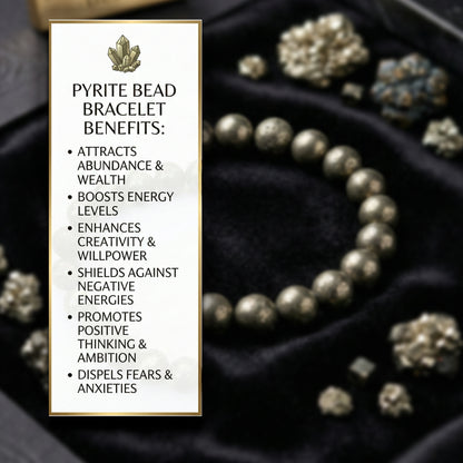 Natural Pyrite Beaded Stretch Bracelet | The Stone of Wealth & Abundance