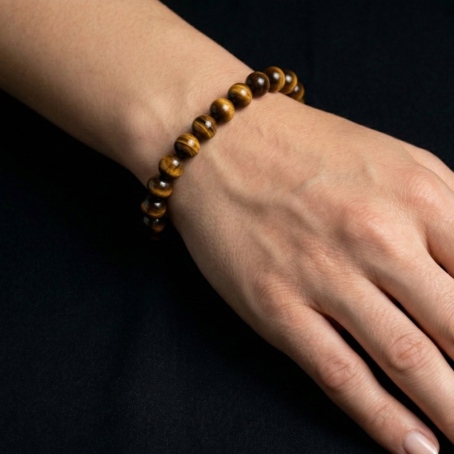 Natural Tiger's Eye Beaded Stretch Bracelet