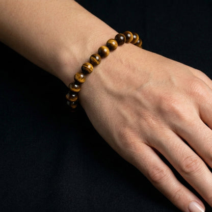 Natural Tiger's Eye Beaded Stretch Bracelet