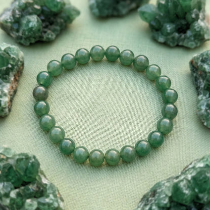 Natural Green Aventurine Beaded Stretch Bracelet - Crystal Healing Jewelry