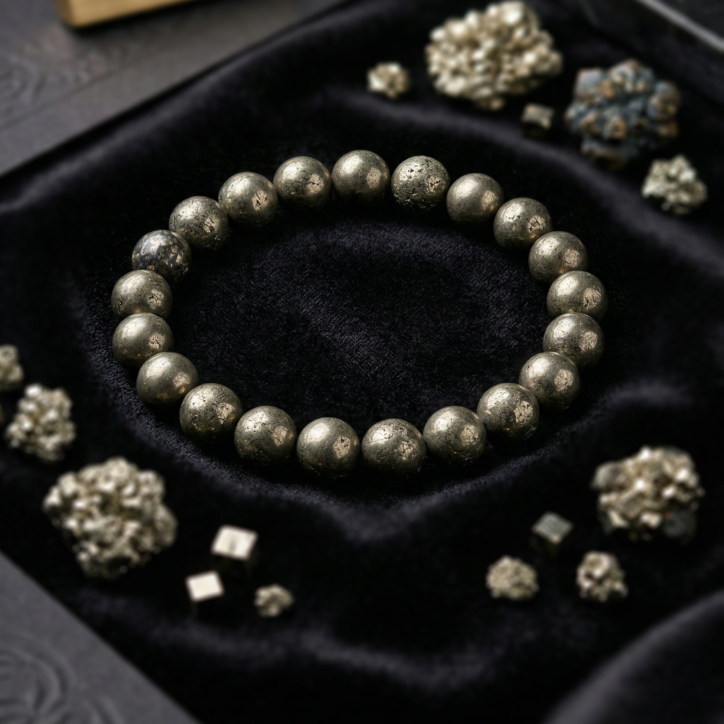 Natural Pyrite Beaded Stretch Bracelet | The Stone of Wealth & Abundance