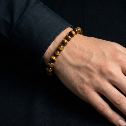 Natural Tiger's Eye Beaded Stretch Bracelet