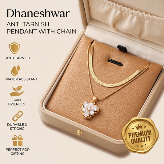 Buy 1 Get 2 FREE: Anti-Tarnish Floral Pendant Set ,Pink Solitaire Necklace & Tulip Bracelet
