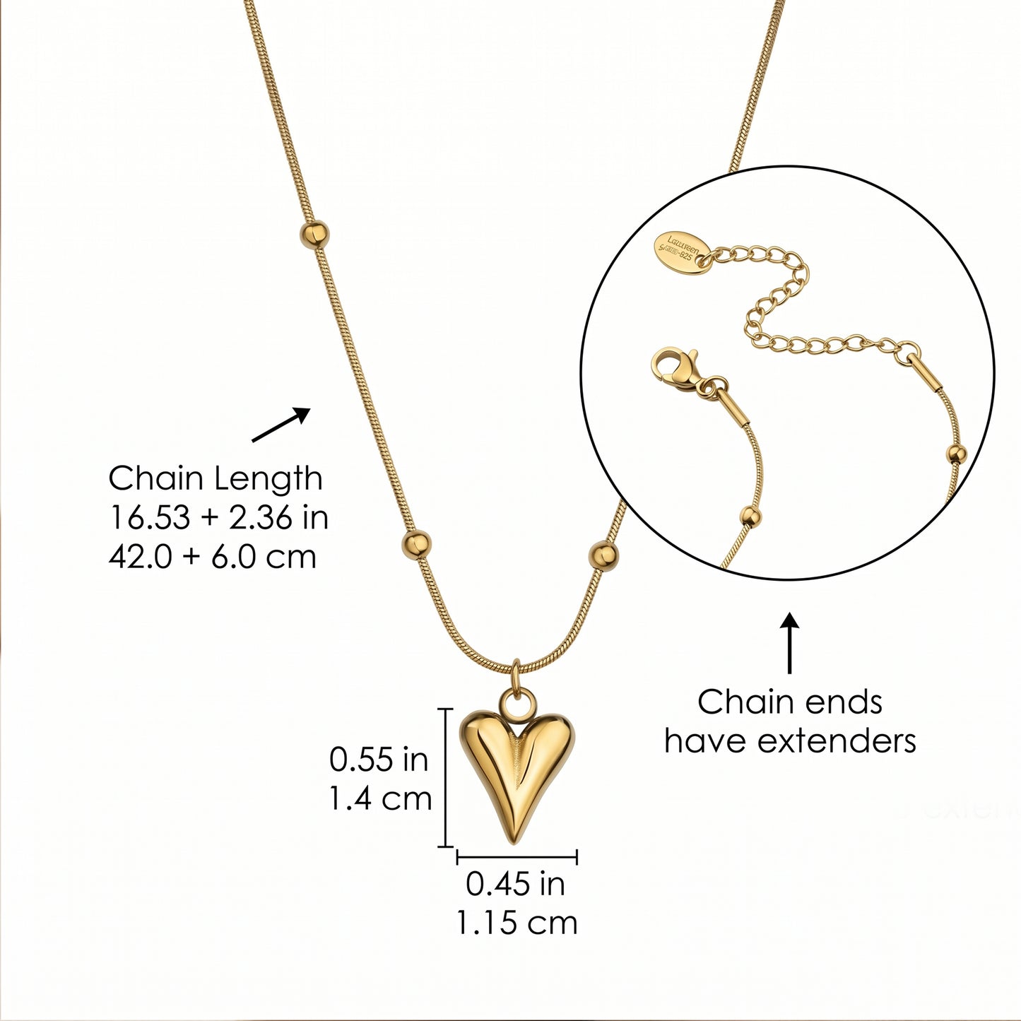 Anti-Tarnish Gold-Plated Necklace Combo Set of 4 | Heart, Crystal, Emerald & Tiger Eye Pendants