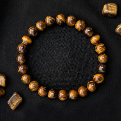 Natural Tiger's Eye Beaded Stretch Bracelet