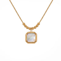 Elegant 2-Piece Anti-Tarnish Gold Necklace Combo: Iridescent Pearl & Pink Gem Pendants