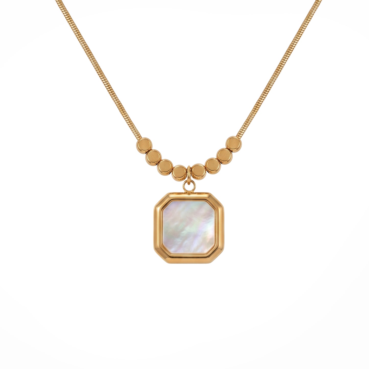 Elegant 2-Piece Anti-Tarnish Gold Necklace Combo: Iridescent Pearl & Pink Gem Pendants