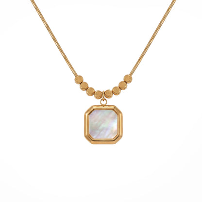 Elegant 2-Piece Anti-Tarnish Gold Necklace Combo: Iridescent Pearl & Pink Gem Pendants