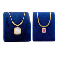 Elegant 2-Piece Anti-Tarnish Gold Necklace Combo: Iridescent Pearl & Pink Gem Pendants