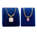 Elegant 2-Piece Anti-Tarnish Gold Necklace Combo: Iridescent Pearl & Pink Gem Pendants