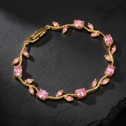 Tulip Bracelet Pink | 18K Gold Plated Floral Vine Bracelet