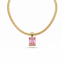 Elegant 2-Piece Anti-Tarnish Gold Necklace Combo: Iridescent Pearl & Pink Gem Pendants