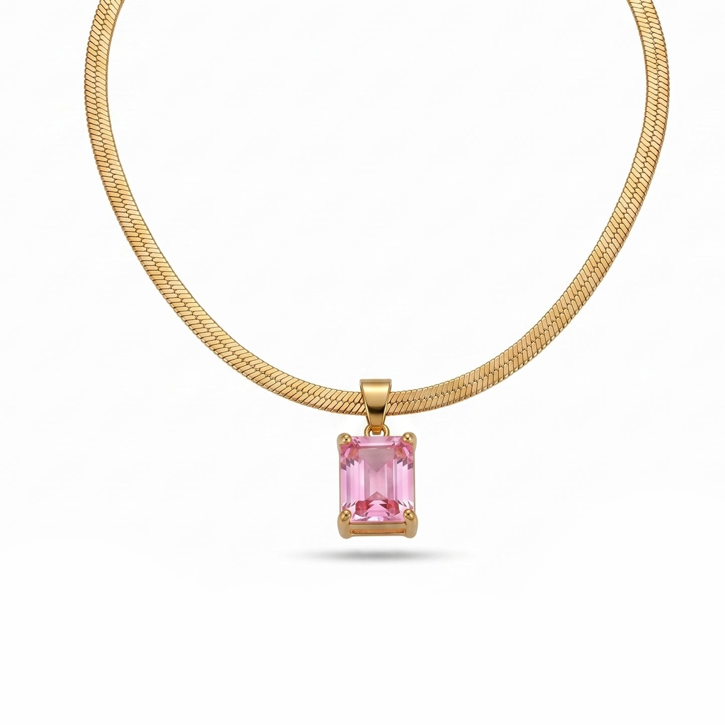 Elegant 2-Piece Anti-Tarnish Gold Necklace Combo: Iridescent Pearl & Pink Gem Pendants