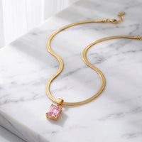 Anti-Tarnish Gold-plated Necklace Combo Set of 4 | Pink Stone, Opal, Emerald Charm & Open Heart Pendants