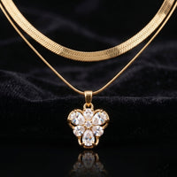 Anti-Tarnish Gold Necklace Combo | Layered Crystal Floral & Minimalist Heart Pendants (Set of 2)