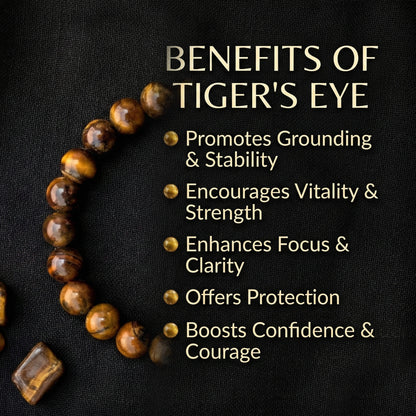 Natural Tiger's Eye Beaded Stretch Bracelet