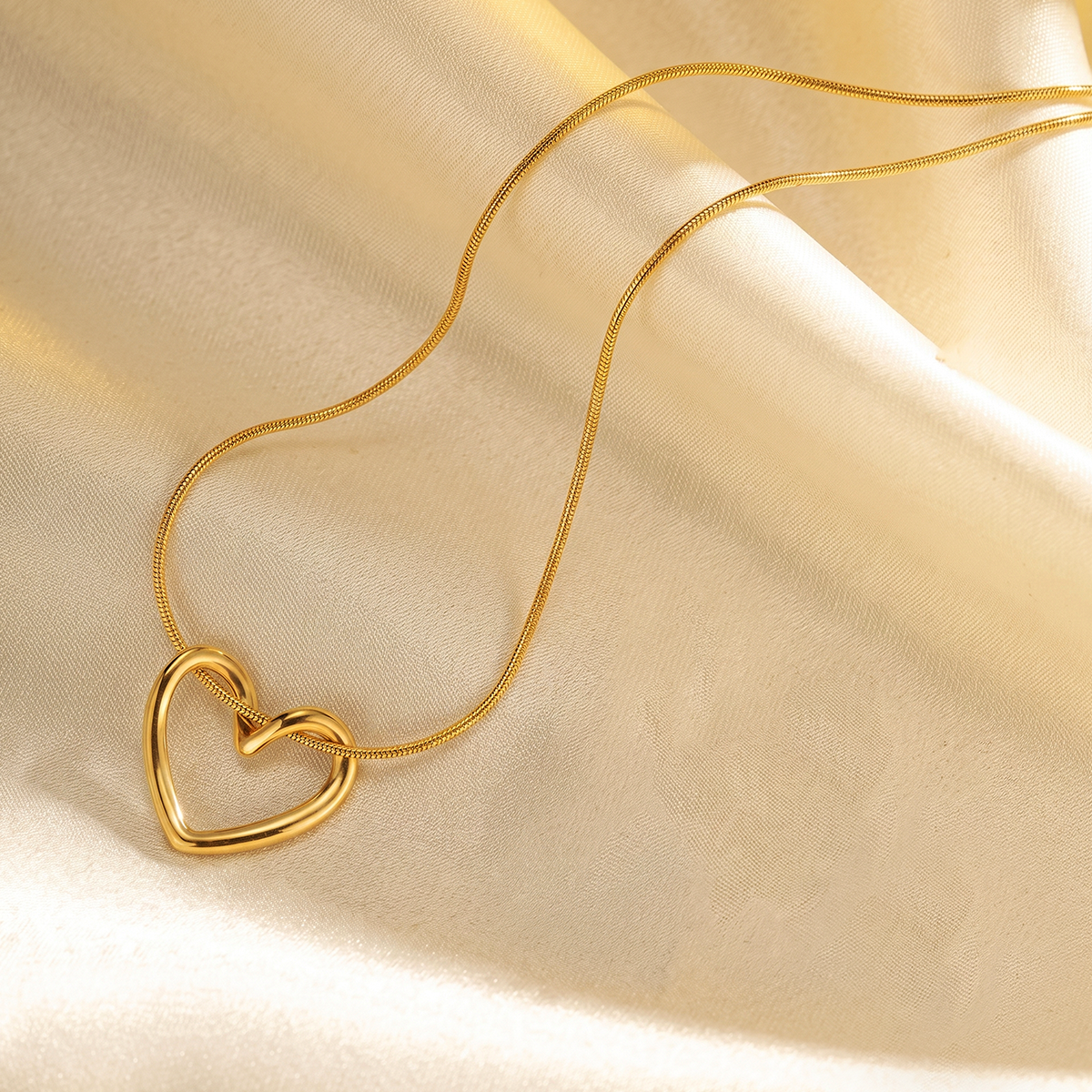 Anti-Tarnish Gold-plated Necklace Combo Set of 4 | Pink Stone, Opal, Emerald Charm & Open Heart Pendants