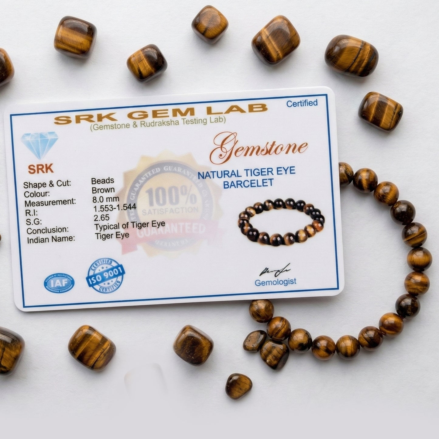 Natural Tiger's Eye Beaded Stretch Bracelet