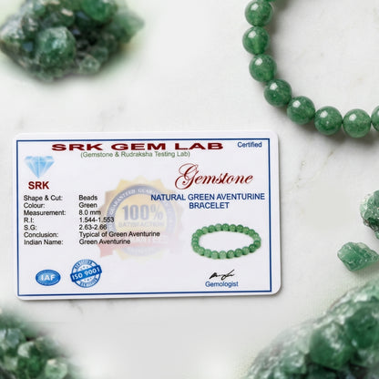 Natural Green Aventurine Beaded Stretch Bracelet - Crystal Healing Jewelry