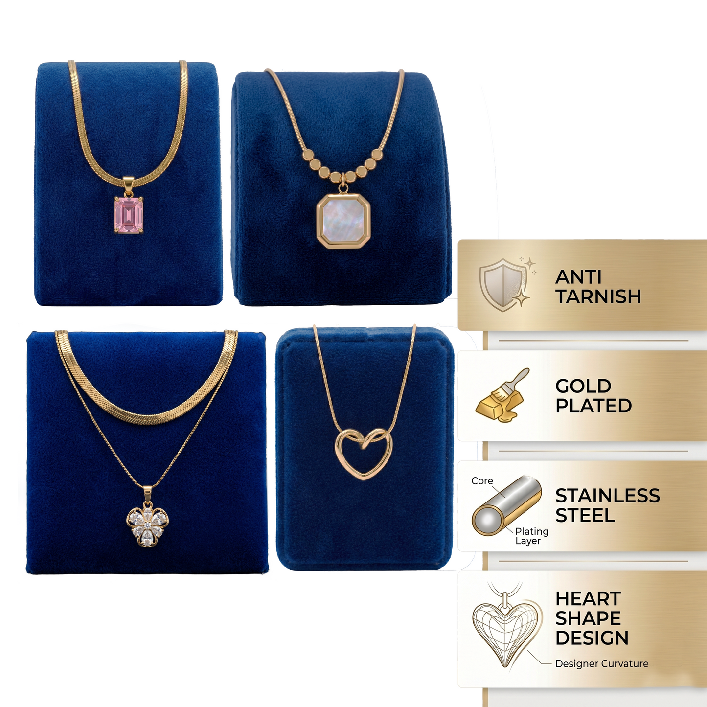 Anti-Tarnish Gold Necklace Combo Set of 4 | Fashion Jewellery