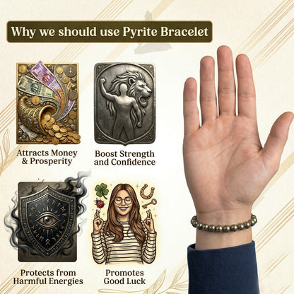 Natural Pyrite Beaded Stretch Bracelet | The Stone of Wealth & Abundance