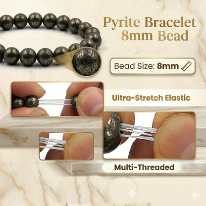 Natural Pyrite Beaded Stretch Bracelet | The Stone of Wealth & Abundance