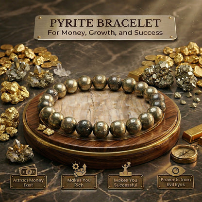 Natural Pyrite Beaded Stretch Bracelet | The Stone of Wealth & Abundance