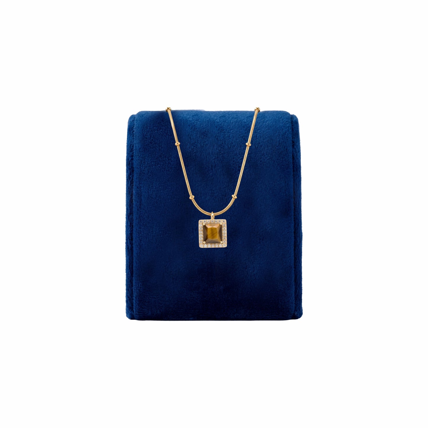 Anti-Tarnish Gold-Plated Necklace Combo Set of 4 | Heart, Crystal, Emerald & Tiger Eye Pendants
