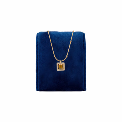 Anti-Tarnish Gold-Plated Necklace Combo Set of 4 | Heart, Crystal, Emerald & Tiger Eye Pendants