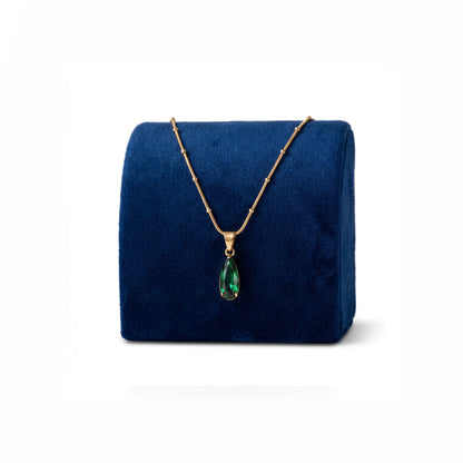 Anti-Tarnish Gold-Plated Necklace Combo Set of 4 | Heart, Crystal, Emerald & Tiger Eye Pendants