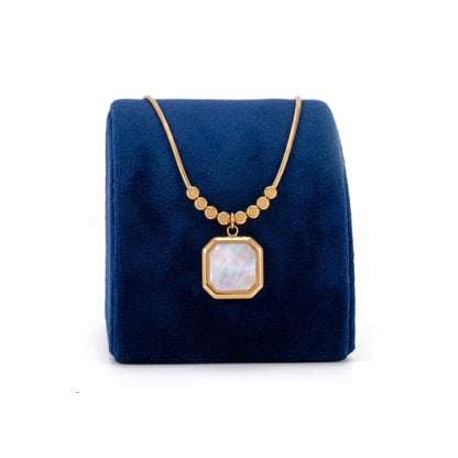 Elegant 2-Piece Anti-Tarnish Gold Necklace Combo: Iridescent Pearl & Pink Gem Pendants
