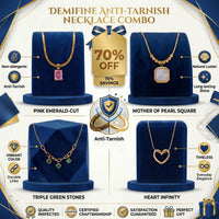 Anti-Tarnish Gold-plated Necklace Combo Set of 4 | Pink Stone, Opal, Emerald Charm & Open Heart Pendants